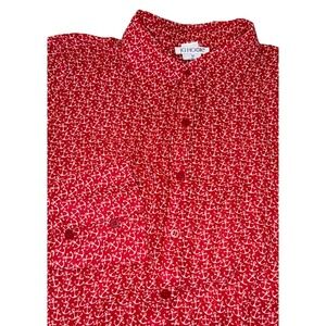 VTG J.G. Hook Blouse Women's‎ 10 Red Anchor Print Career Academia Coast Nautical